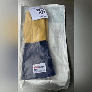 Pair of Tucker BurnGuard Safety 18" 3-Finger QuicKlean Gloves 57782 Blue Yellow